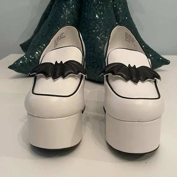 Strange Cvlt Banshee Platform Loafers in Bat White, Size 6 - Picture 2 of 10
